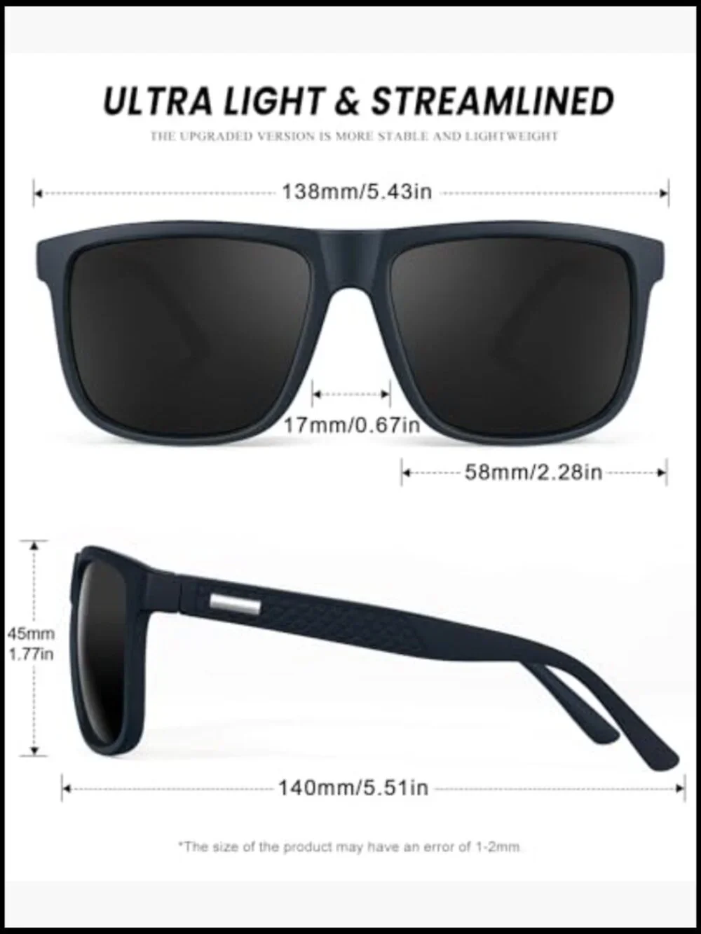 Polarized Sunglasses with UV400 Protection for Driving Fishing Golf